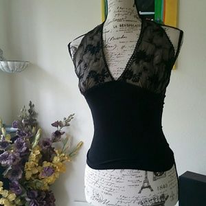Fashion art black halter tank S